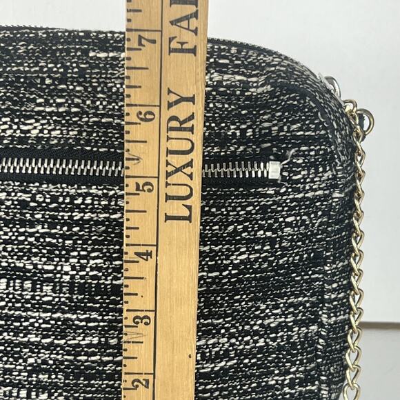 AllSaints Cotton Chain Crossbody Bag Knit Lamb Leather Trim - Picture 4 of 14